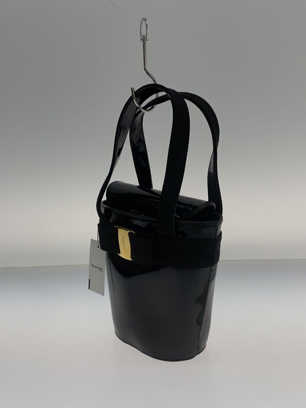 Salvatore Ferragamo Vara Leather Ribbon Handbag Black